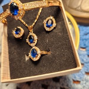 Set of emerald imitation blue